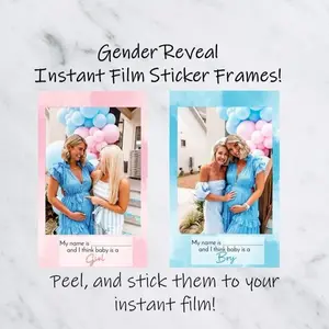Pink or Blue Instant Film Gender Reveal Sticker Frames