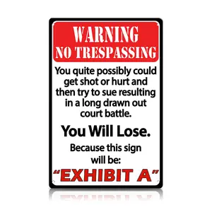 Warning No Trespassing Vintage Tin Sign, Funny Novelty Metal Wall Art, Rustic Yard/Garage Fence Decor, Retro Security Sign for Home, Farm & Cabin – Palette & Wall