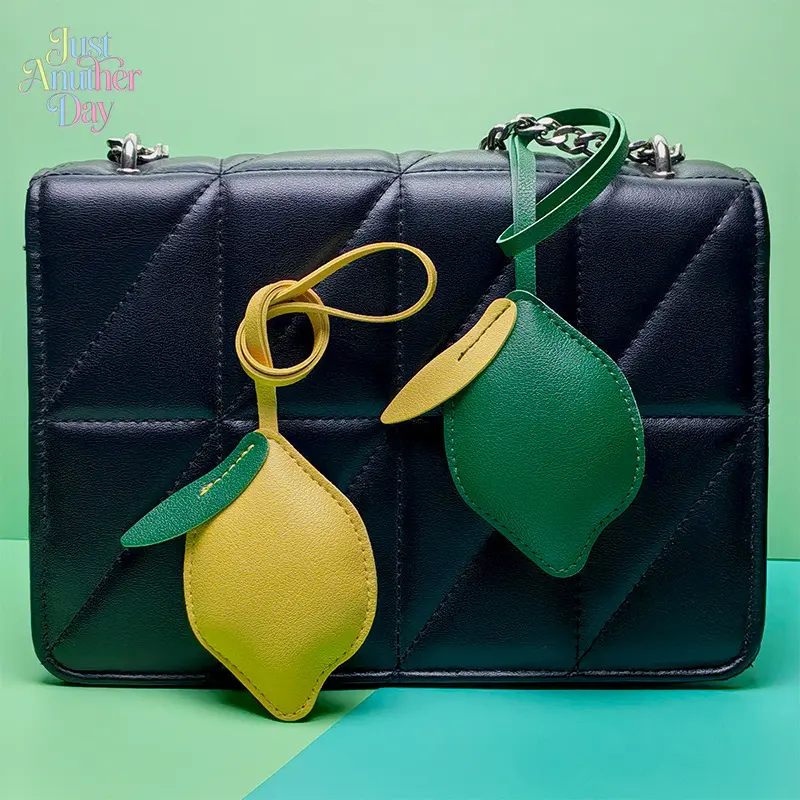 2-Pack Creative Lemon-Shaped PU Leather Bag Charms, Cute Fruit-Themed Pendants in Green & Yellow, Stylish Accessories for Handbags & Backpacks