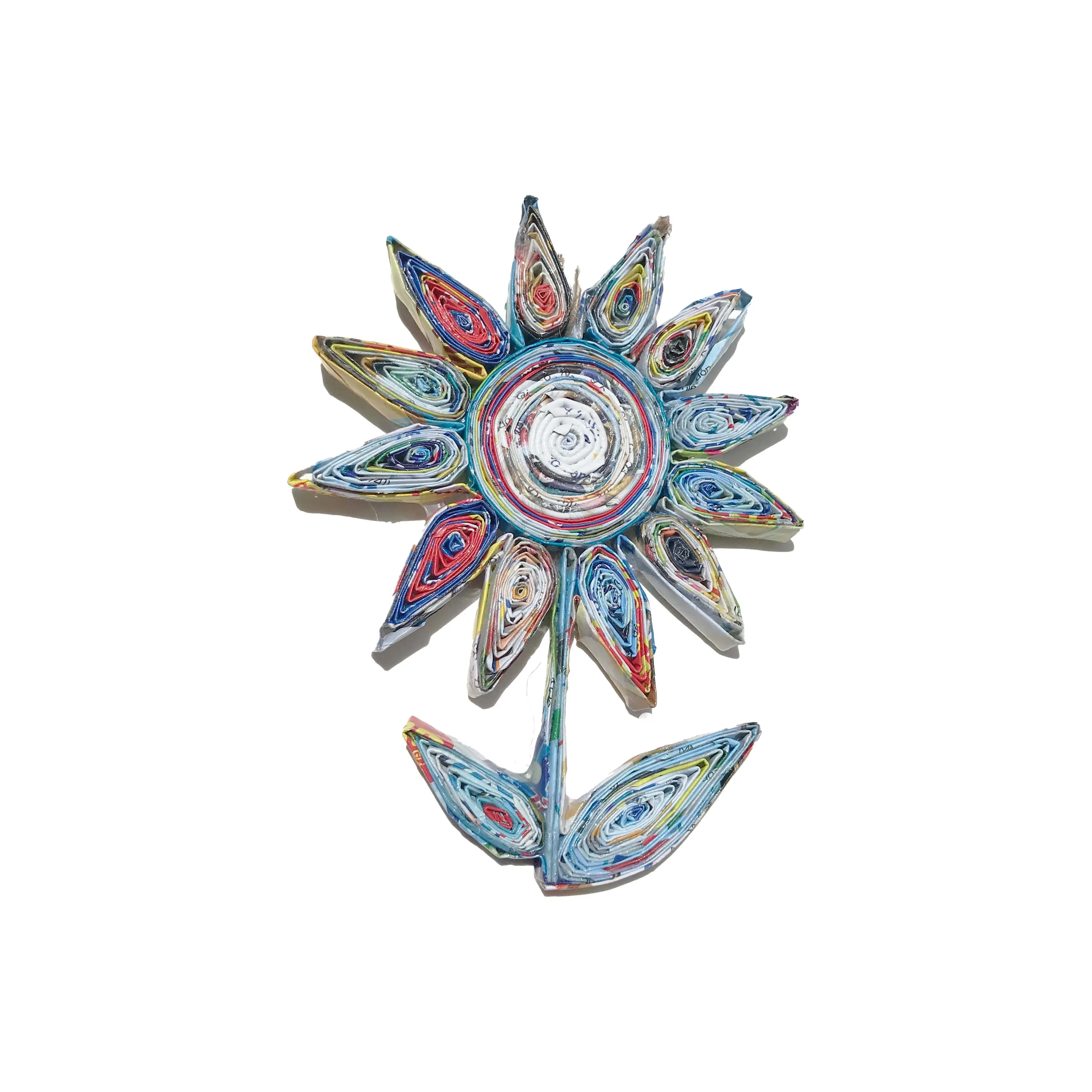 Eco-Friendly Quilling Sunflower Ornament, Handmade from Recycled Magazine