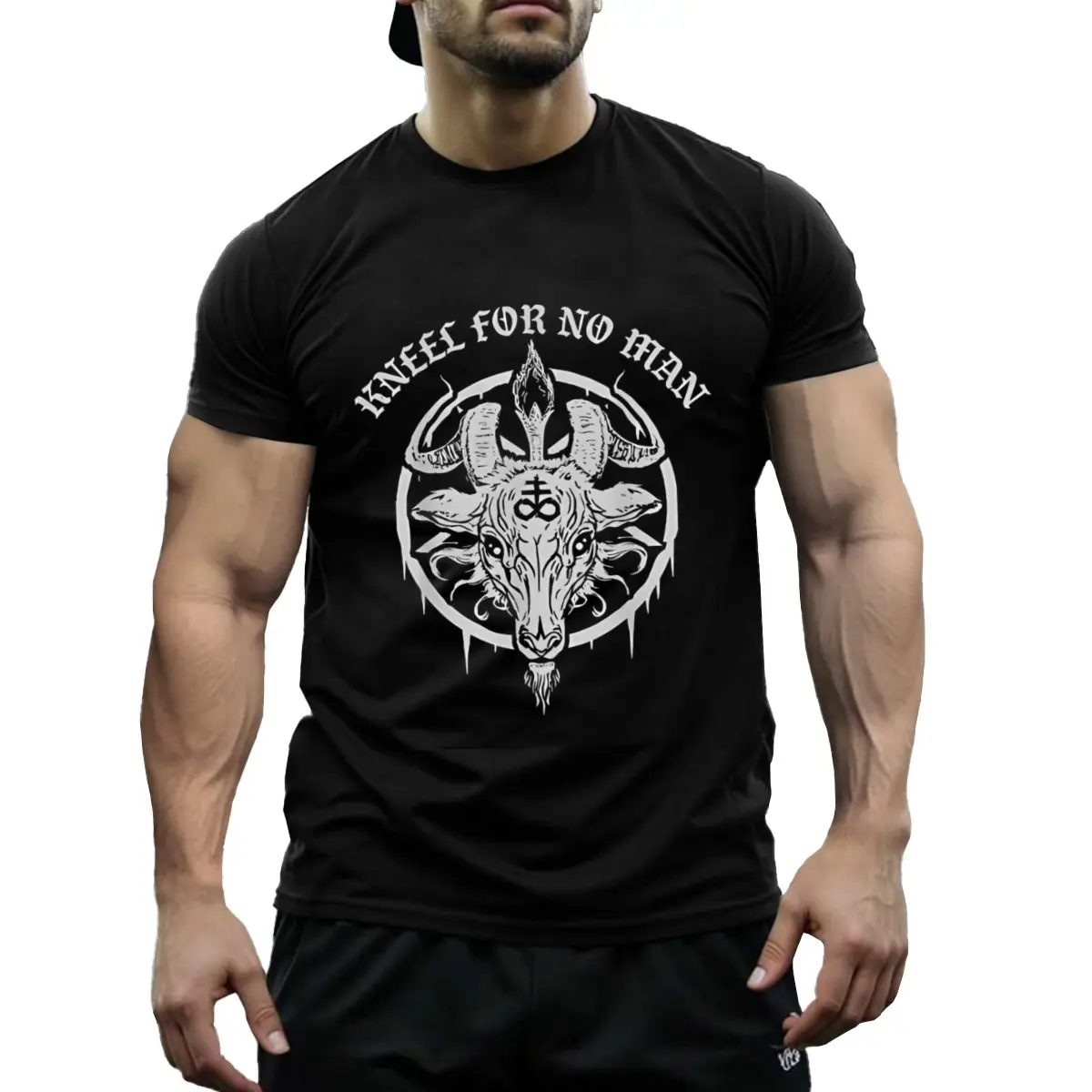 Gothic Occult Satanic Pentagram Leviathan Cross Baphomet T-Shirt 100% Cotton O-Neck Short Sleeve Casual Mens T-shirt Size S-3XL