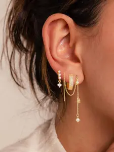 3 Layered Chain Earrings For Women Hypoallergenic Aretes Dangle Earrings Stud Waterproof Aesthetic Jewelry Gift For Easter Statement Earrings