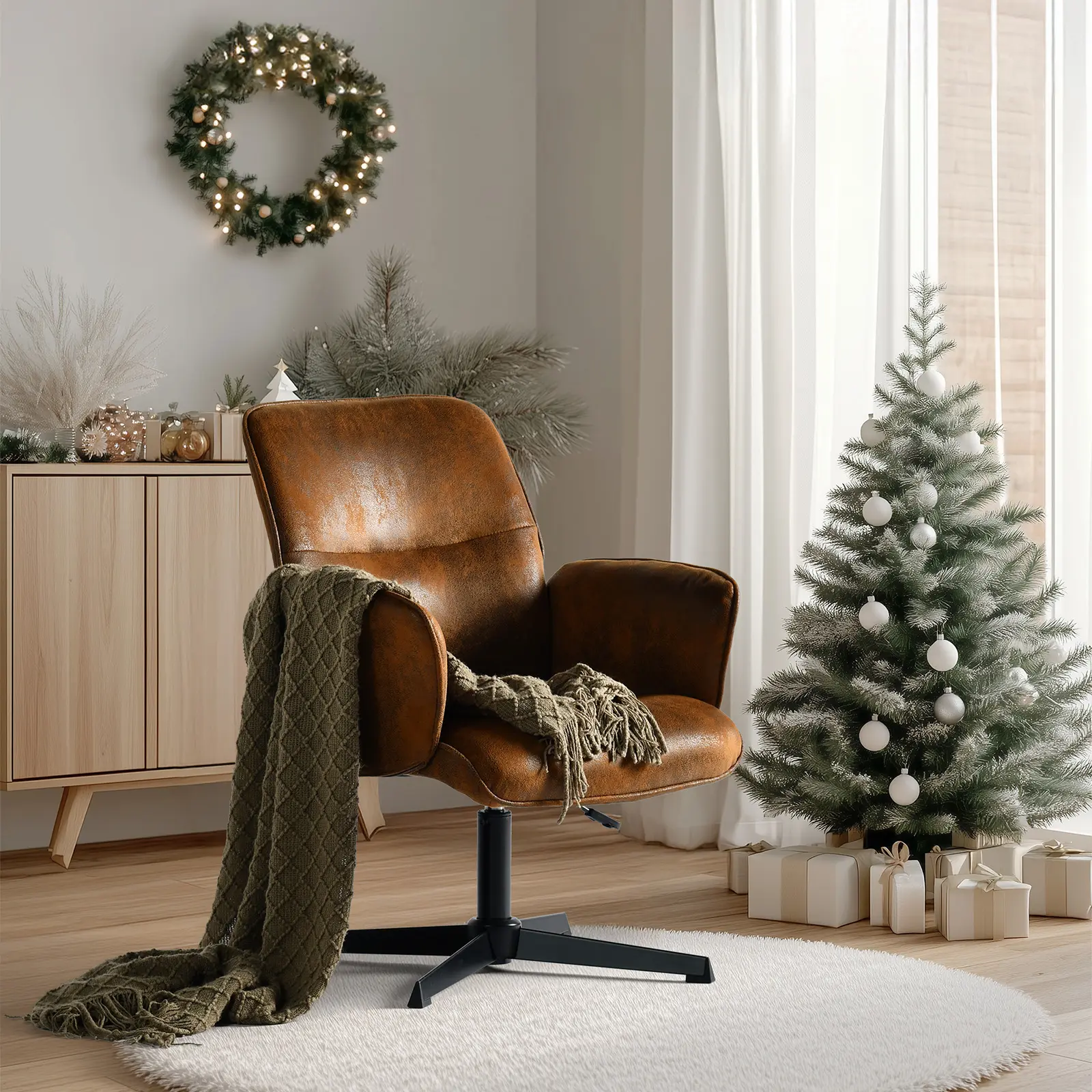 【Deals For You Days】Homy Casa Furniture Indoor Chairs - Height Adjustable Criss Cross Chair-Ergonomic, Wide Swivel Home Office Desk Chairs