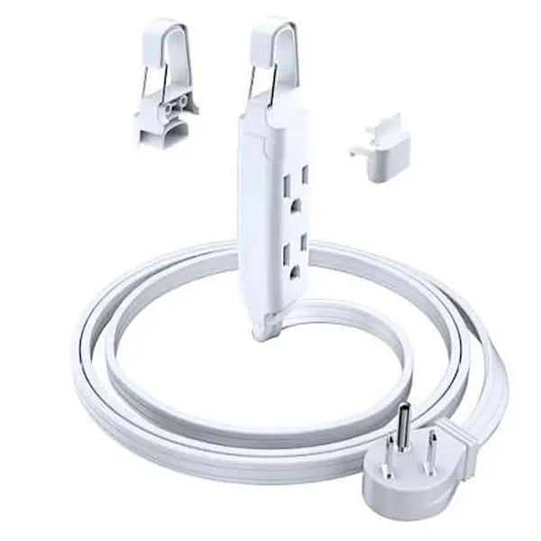 Rotating Wall Mount Power Extender with Flexible Cable and Multiple Outlets for Convenient Charging