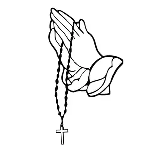 Praying Hands Rosary Religion Vinyl Decal Sticker Many Colors/Sizes