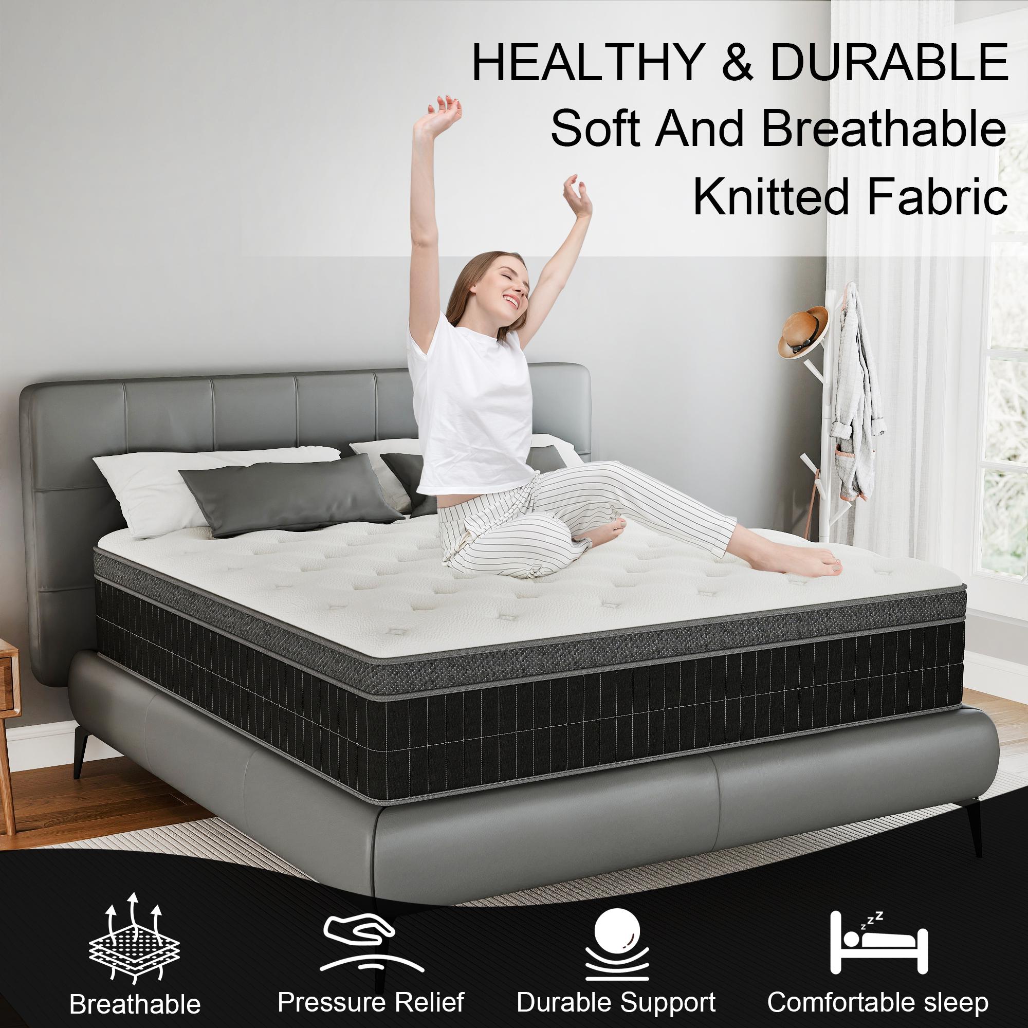 Medium Firm Hybrid Mattress in a Box Cooling Memory Foam Motion Isolation Edge Support Upgrade Your Sleep (Twin/Full/Queen/King)