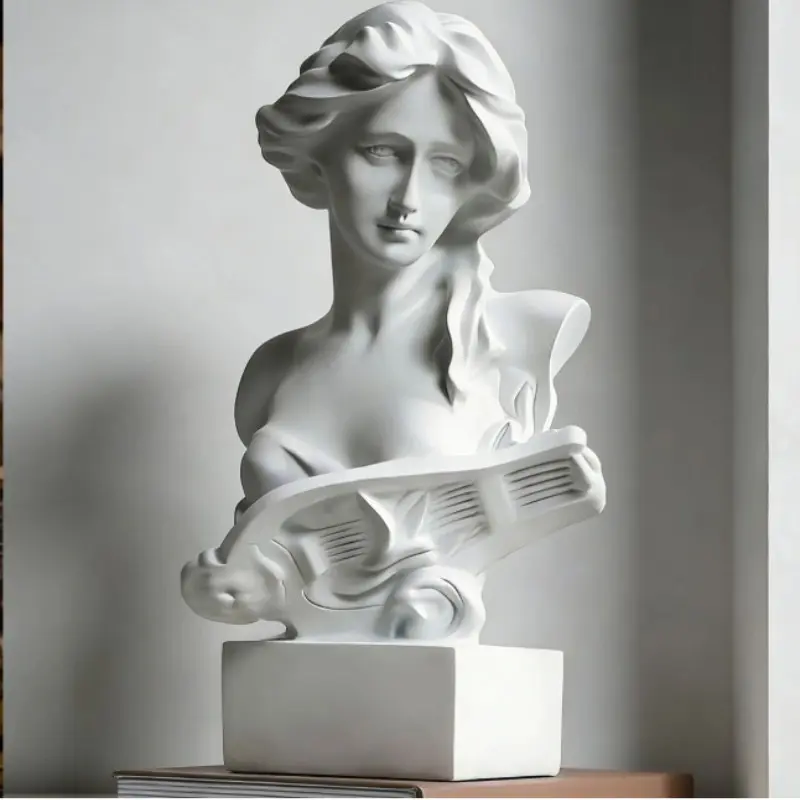 Vintage European Style Piano Girl Sculpture, Matte Finish, Desktop Art Decor for Study Room, Sample Room, Tabletop Decoration