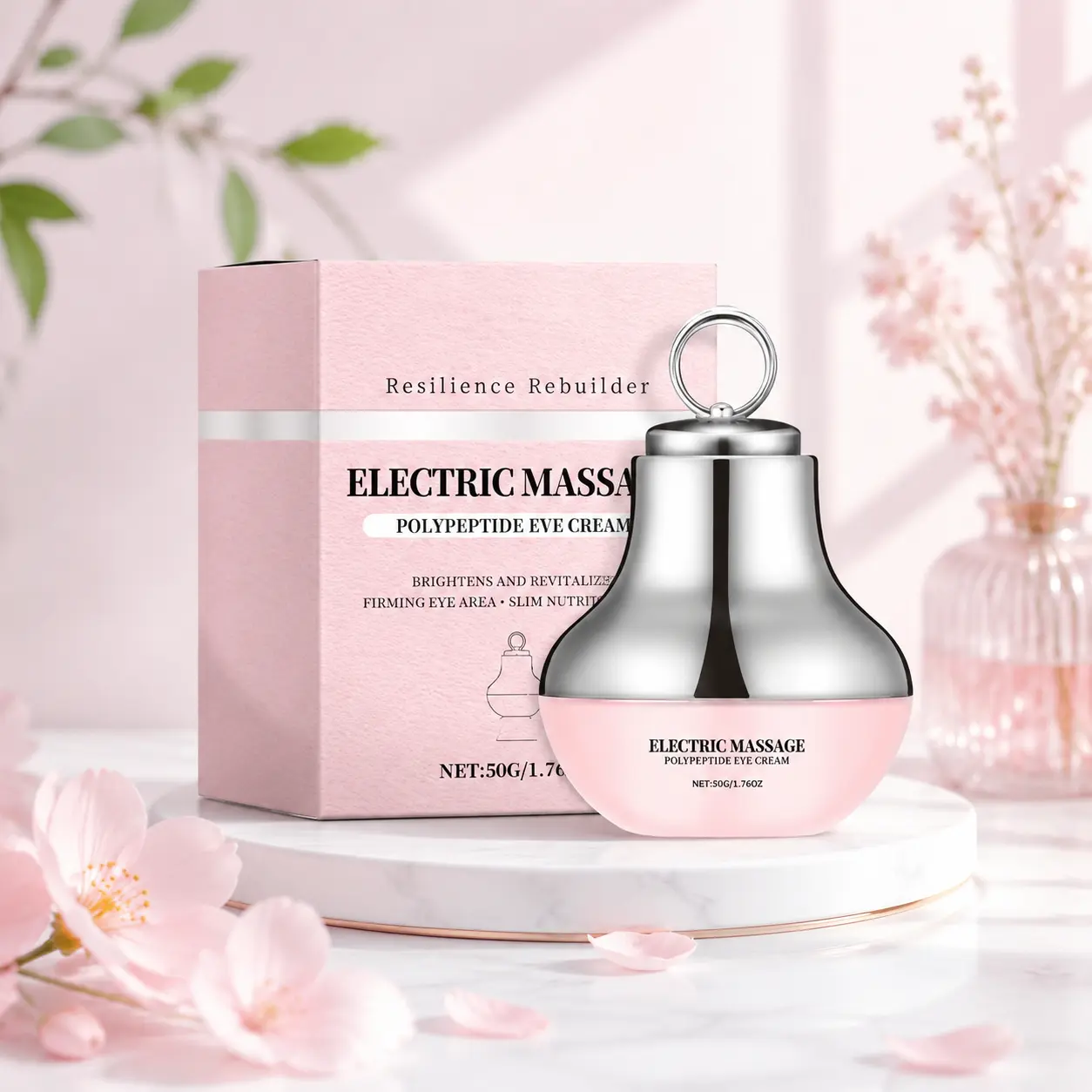 2-in-1 Sonic Electric Eye Massager with Cosmetic Moisturizer Cream, Daily Relaxing Eye Care Treatment - Firming, Hydrating, Smooth, Reduces Wrinkles & Fine Lines Coffee, Eye Cream, Evening