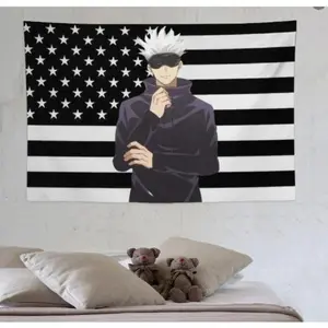 Jujutsu Kaisen Gojo Satoru tapestry anime interior decoration bedside sofa living room hanging painting poster Black flag background wall 18