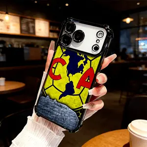 Club América Football Logo Four Comer Ant-Fall Phone Case Transparent Electroplated Protective Cover for iPhone 17 16 Pro Max 15 Air Plus 14 13 12 11E