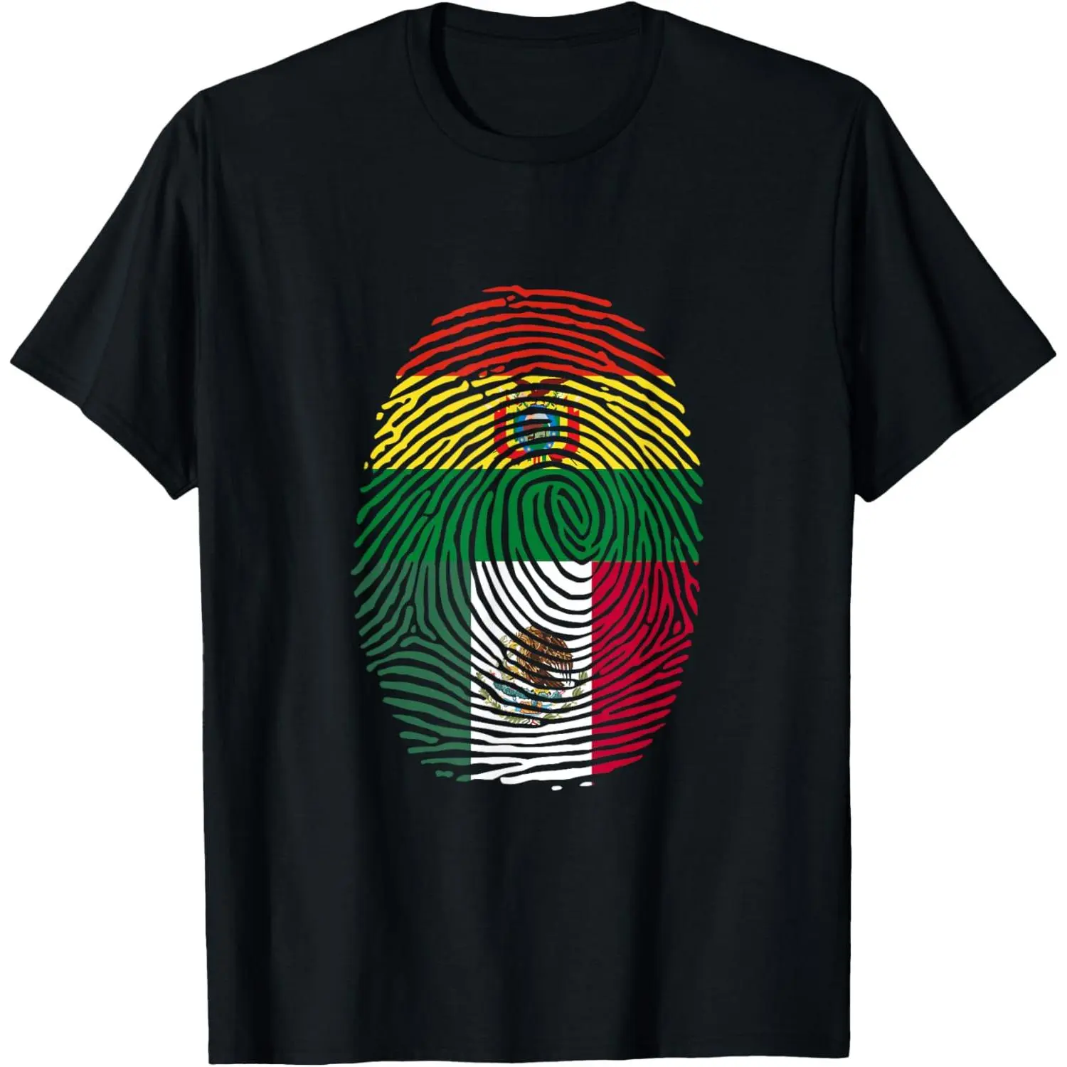 Women's 100% Cotton Everyday Playful Crew Neck Short Sleeves Distressed Graphic T-Shirt - Bolivia Mexico Fingerprint Roots Design, Streetwear Clothes Top, Wide Range Of Sizes