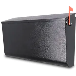 D5-H - Galvanized Steel Modern Black Metal Mailbox