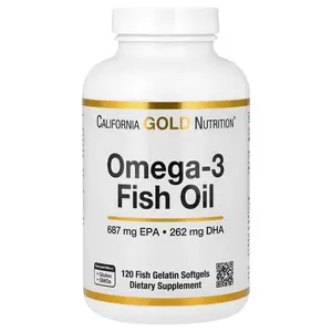 California Gold Nutrition Omega-3 Fish Oil, 120 Fish Gelatin Softgels (1,250 mg per Softgel)