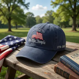 Embroidered We The People Baseball Hat, Custom American Patriotic 1776 2026 Cap, USA Flag Patch Hat, Celebration Gift