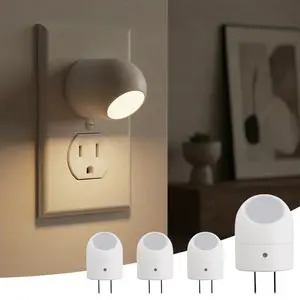 Mini LED Night Light Plug-in Smart Sensor Directional Lamp with 360° Rotating Head Auto Dusk to Dawn Lighting Energy Saving Pet Friendly Wall Light