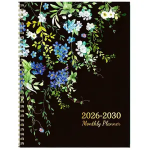 2026-2030 Monthly Planner/Calendar, Spiral bound planner, 5-Year Monthly Planner, Black Background with Green Tree Flower Theme Notebook, Yearly Calendar Planning, Monthly Tabs, 60-Month Calendar, 5.5 x 8.3 inches, 71 Sheets/142 Pag
