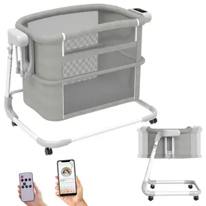 Rocking Bassinet for Baby, Electric Baby Bassinet Automatic 5 Rocking Motion Bassinet Bedside Sleeper forNewbor, Auto Rolling Baby Cradle 4 Height Adjustable with 12 Lullabies