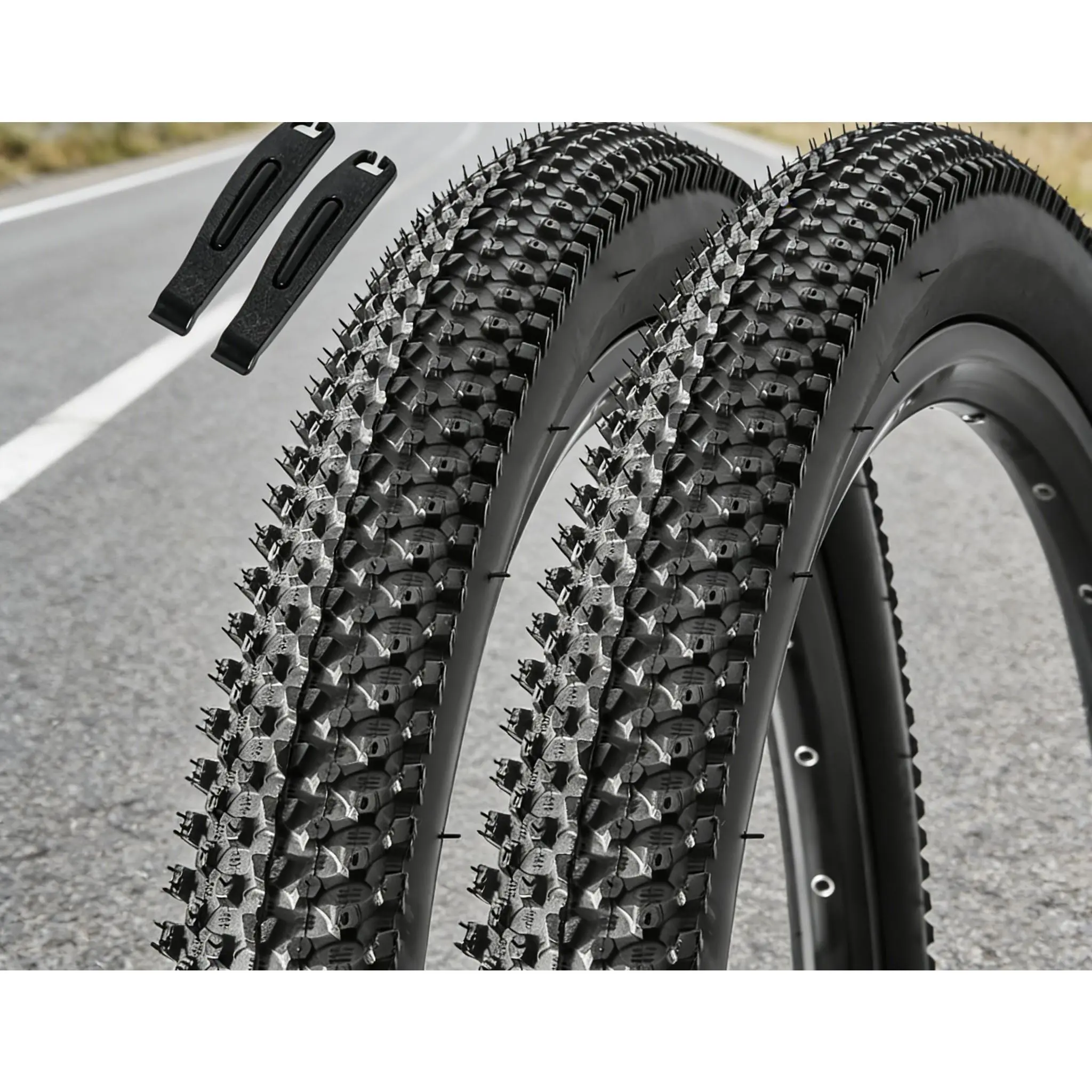 Premium 26 Inch Folding Bike Tires 1.95 Width Puncture Proof 60TPI Mountain Bicycle Tyres 2 Pack Including Tire Tools