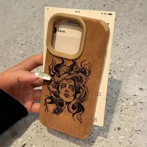 Niche Art Medusa Phone Case for iPhone 17/16/15 Pro Max/14 Plus/13/12/11 Pro/Air| TPU + Suede-Like Texture, Anti-Smudge Drop-Proof Soft Cover