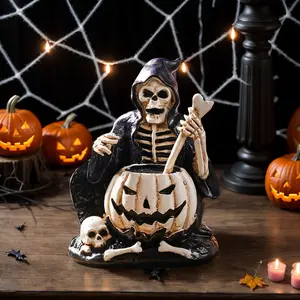 Halloween Decor Vintage Funny Skeleton Figurine, Resin Material Decoration Craft, Perfect for Halloween Party Tabletop Display