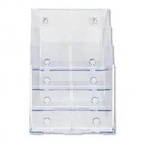 212 MAIN 4-Tier Plastic Desktop Rack - Wall-Mountable Office Literature Display Organiser, Multi-Level Office Filing Accessory