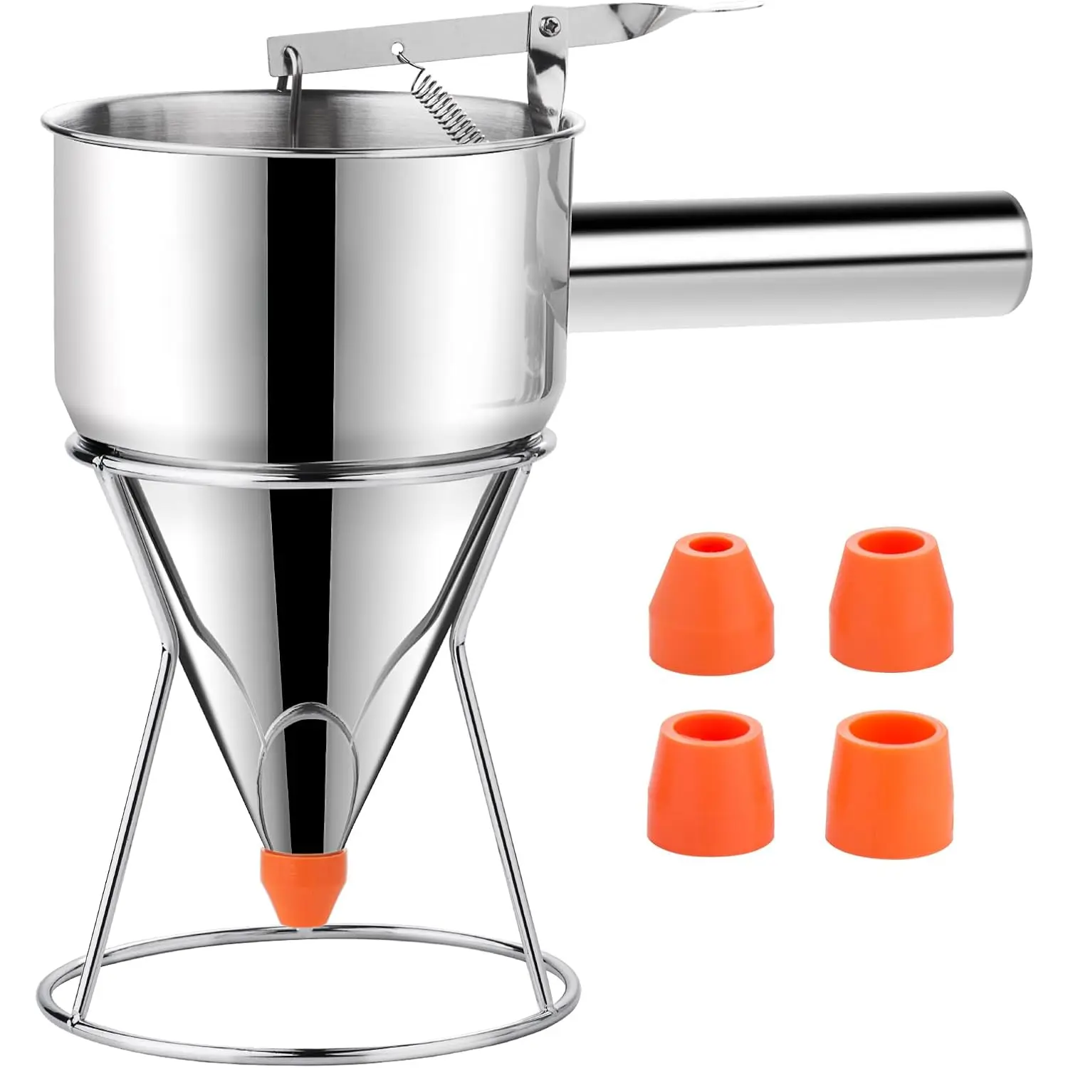 20oz Pancake Batter Dispenser, Multi-Caliber Stainless Steel Funnel Cake Dispenser with Stand  for Pancakes, Cupcakes or Any Baked Goods
