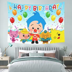 Plim Plim Happy Birthday Tapestry - Cute Party Backdrop for Dorms
