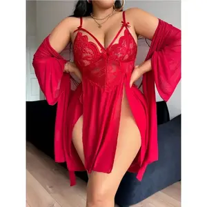 Lingerie for Women Lace Sleepwear Sexy nightie gift Plus Size Nightgown