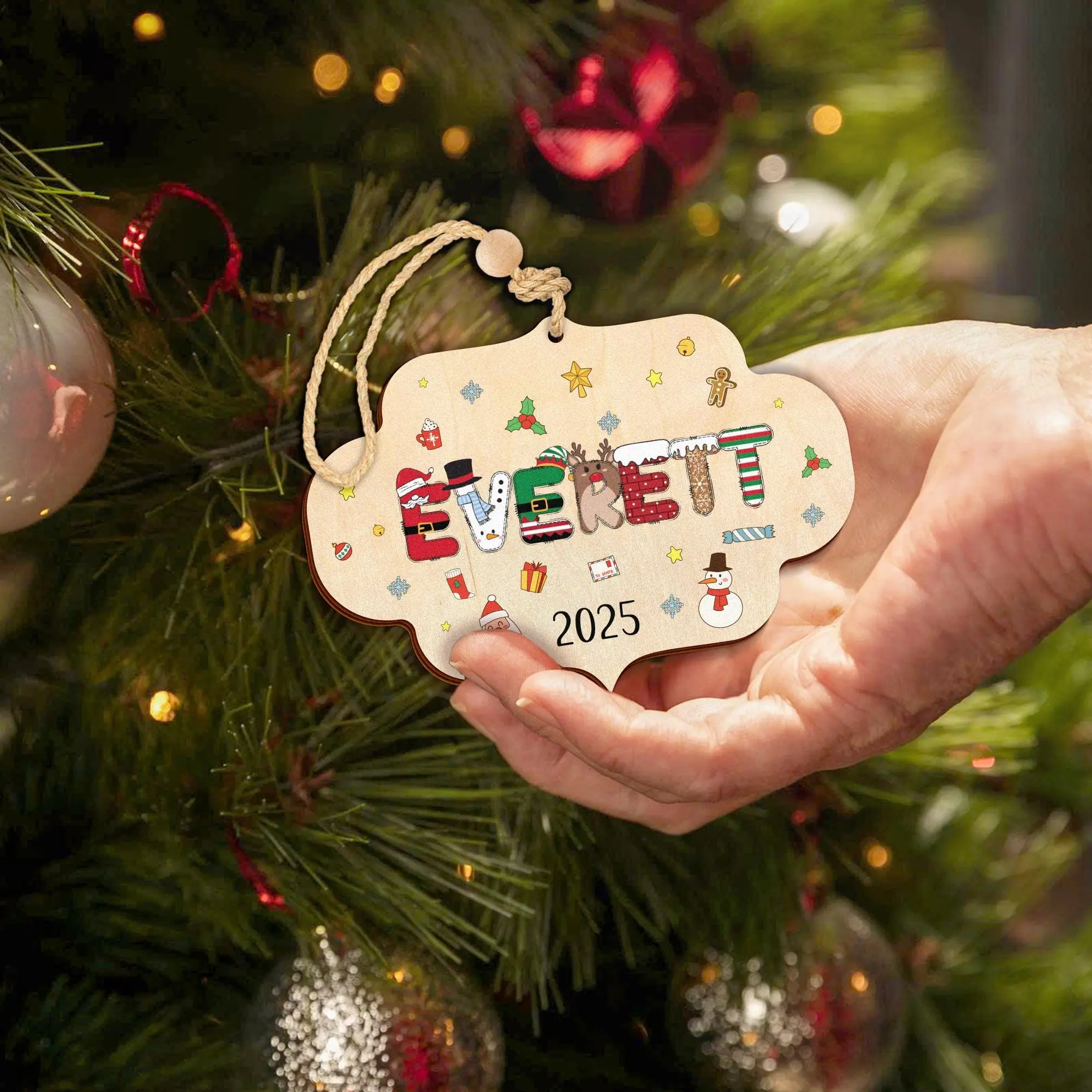 Personalized Christmas Ornament 2025 with Name, Custom Name Ornament, Kids Ornament, Name Letter Ornament, Christmas Decor, Gift for Kids