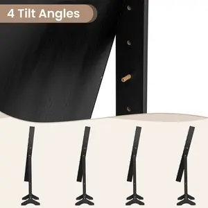 COSTWAY - Mirror Jewelry Cabinet with 20 Warm Lights and 4 Tilt Angles-Black