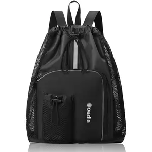 Hoedia Mesh Swim Bag Drawstring Backpack Beach Backpack for Swimming, Pool, Gym, and Workout Gear