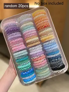 20 Pcs Random Color Spiral Hair Bands High Elasticity Sweet Cute Style Women's Hair Accessories for Daily Casual Outdoor School Use