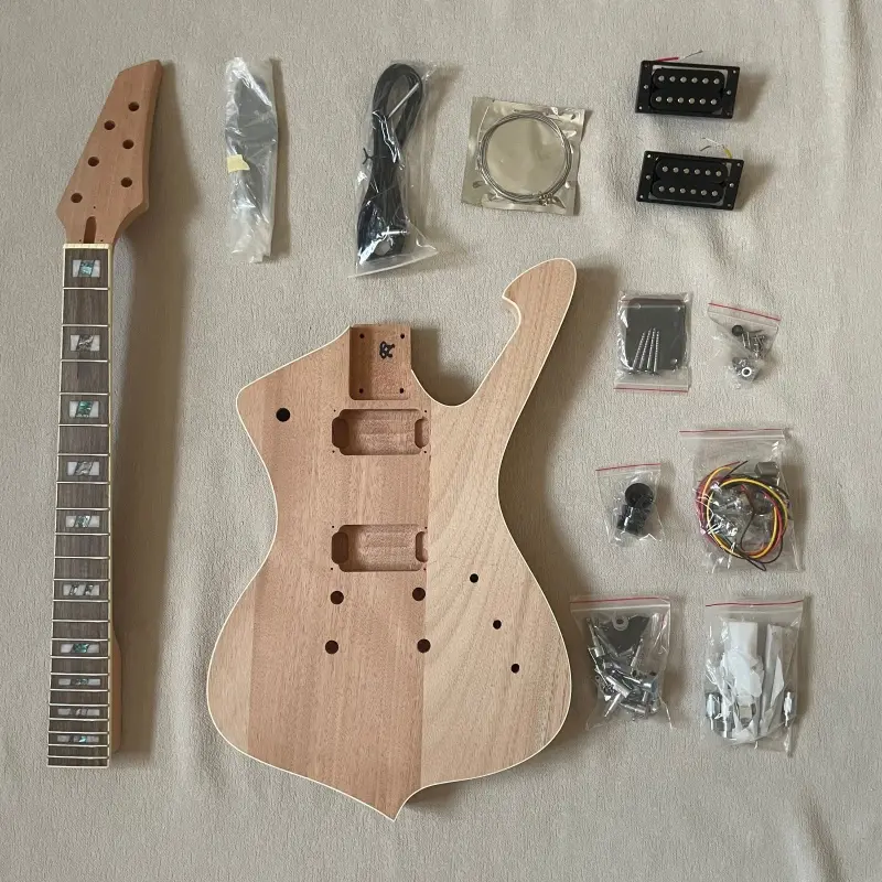 DIY 6-String Electric Guitar Complete Kit for Music Enthusiasts - Mahogany Body, Rosewood Fingerboard, Solid Wood for DIY Projects, Guitar & Bass Accessories