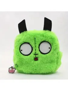 Cute Cartoon Alien Plush Coin Purse for Women, Includes Pig Charm, Adorable Faux Fur Wallet, Perfect Gift Idea