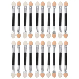 20pcs Dual-end Eyeshadow Brush Set Makeup Brushes Kits with Latex Applicators Aluminum Handle Eye Makeup Tools for Women Girl Eye Shadow Application Makeup Blending Brush