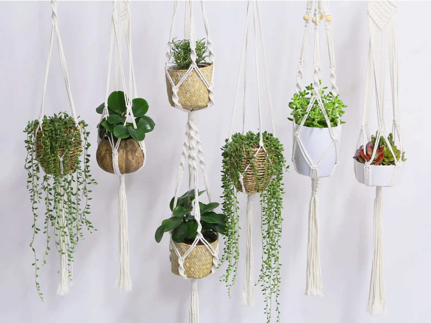 Macrame plant hanger , hanging planter basket,  plant holder, plant hangers, simple minimalist boho decor for indoor outdoor - Handmade
