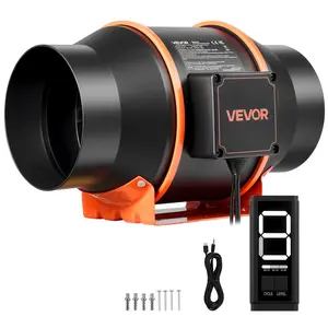 VEVOR Inline Duct Fan, 402 CFM 6 inch EC Motor Ventilation Fan with 3-Speed Circulation, 10-Speed PWM Controller, Timer-Controlled Operation, Cooling for Grow Tents, Indoor Gardening, Hydroponics