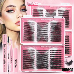 Fluffy and Fine Lash Bunches 12-18mm D Curl False Eyelashes Natural Extensions, 4 Variants 50D 60D 80D 100D, Comfortable DIY Eyelash Kit, Curly Lashes, Makeup, Cosmetic, False Eyelash Set