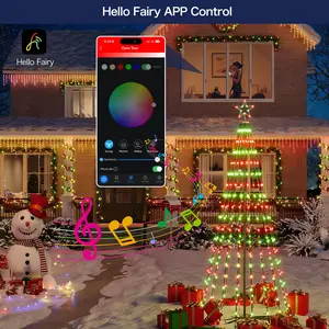 Christmas Cone Tree Lights,100 Scene Modes, Music Sync,8.5ft 460 LEDs Christmas Tree Lights with Smart App Control, IP67 Waterproof Outdoor String Lights for Xmas Decorations,Black Stand