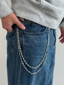 Unisex Fashionable Dual-Layer Pants Chain, Casual Hip-Hop Style Accessory, Perfect for Daily Wear, Stylish Men & Women Jewelry, Adjustable Waist Chain