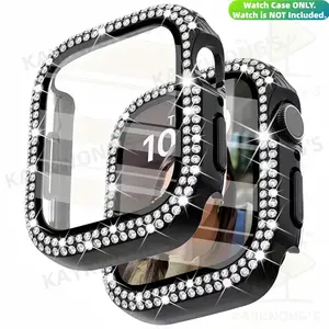 Dual Row Imitated Diamond Watch Screen Protector Case, Fits Iwatch Series 11/10/9/8/7/6/5/4, Durable Design, 46mm-41mm Front Protection