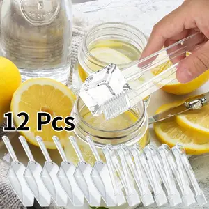 6 Pieces Plastic Serving Tongs Mini Kitchen Tongs Kitchen Tongs Utility and 6 Pieces Plastic Kitchen Scoops Clear Ice Scoop Mini Clear Buffet Scoop for Candy Dessert Buffet Ice Utensils Sturdy