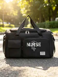Nurse Life Large Capacity Travel Bag, Multi-Layer Commuter Handbag, Polyester Fashion Backpack, Ideal for Fitness and Yoga