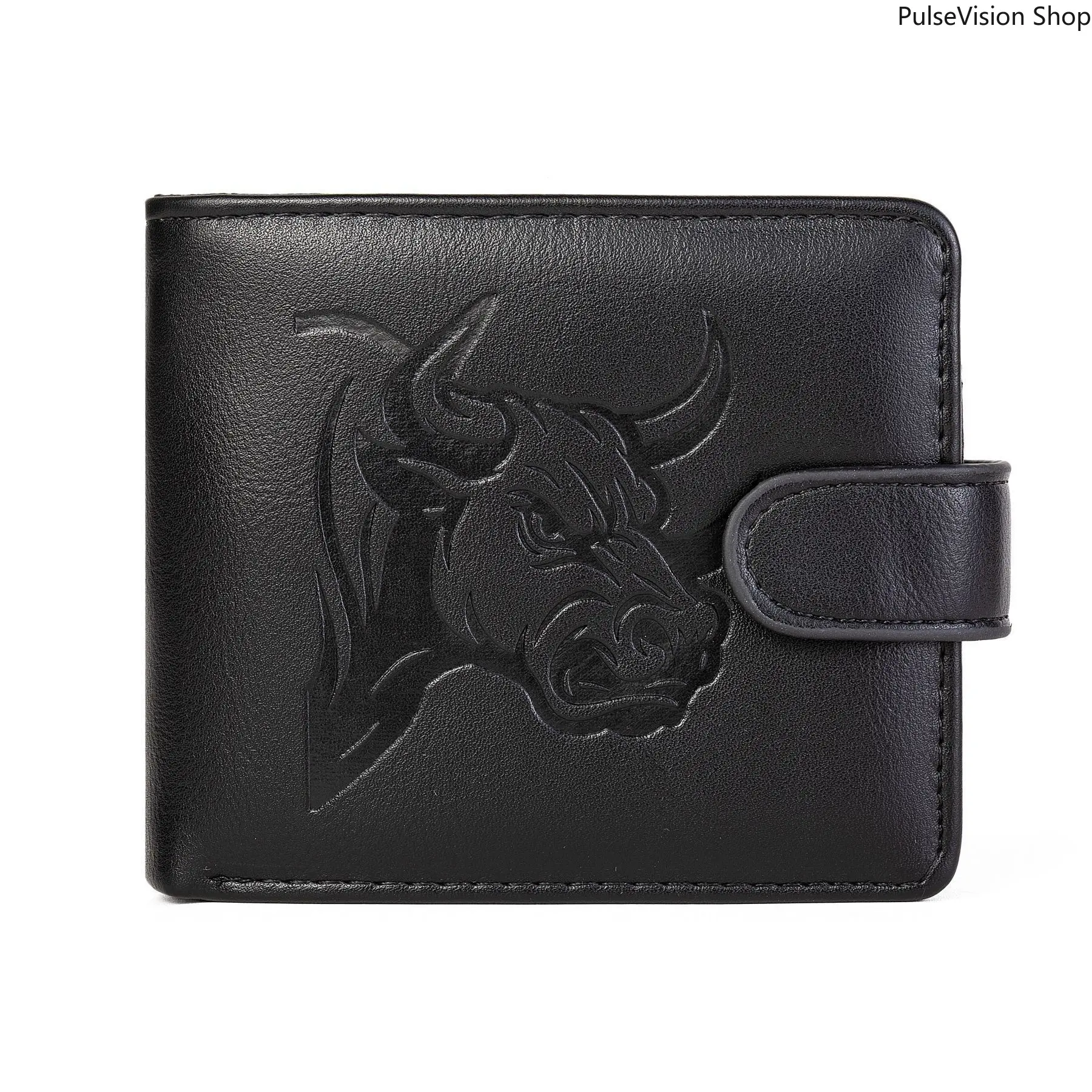 Men's Plain Leather Bifold Business Wallet - Horizontal Black Cardholder with Snap Closure, Large Multi-Card Capacity, Ideal for Business Use, Leather Bifold Wallet, Business Wallets