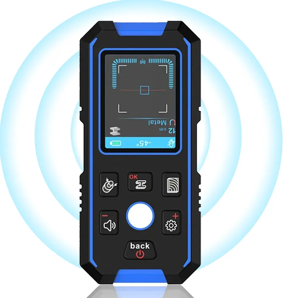 Multifunctional Rechargeable USB-C Stud Finder Wall Scanner with Upgraded Intelligent Chip, for Wood, Metal Studs, AC Wires, Pipes, Accurate Drilling, Attics, Basements, Positioning Holes, Voice Prompts, HD LCD Display, High-Definition Backlit Display, Pr