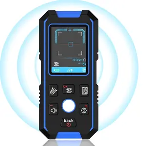 Multifunctional Stud Finder Wall Scanner with Upgraded Intelligent Chip for Wood Metal Studs AC Wires and Pipes with Positioning Holes for Easy Marking Accurate Positioning Support Voice Prompts and HD LCD Display