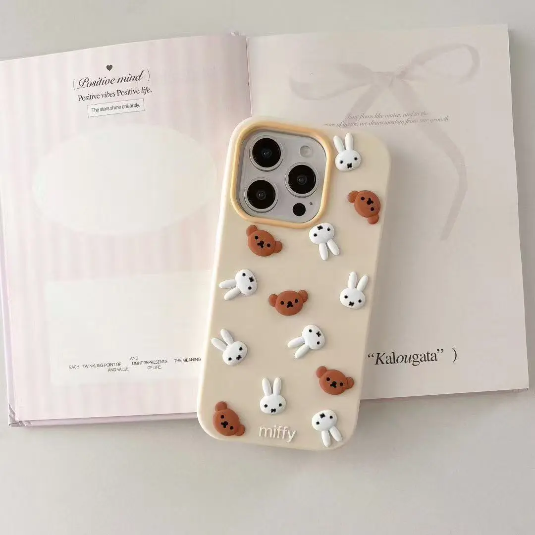 Miffy 3D Mickey Mouse Cartoon iPhone Case for Apple 17 Pro Max 16 15 14 Models Simple Creative Protective Cover