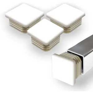 2" Inch Square Plastic Plug Insert (20 Pack), White End Cap for Metal Tubing, Fence, Glide Insert for Pipe , Chairs and Furniture - Square Tubing Chair Glide