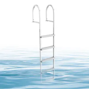 VEVOR Removable Dock Ladder, 5 Steps, Aluminum Alloy Pontoon Boat Swim Ladder, with Non-Slip Wide PP Steps, 500 lbs Weight Capacity, Quick Release Design, for Lake Swimming, Pool, Marine Boarding