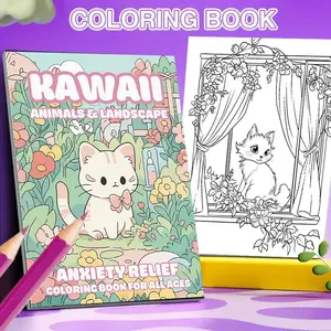 Adult Coloring Book, 20 Pages Cute Animals and Landscapes, Creative Art Relaxation Notebook, Fun Illustrations, Ideal for Parties and Relaxation